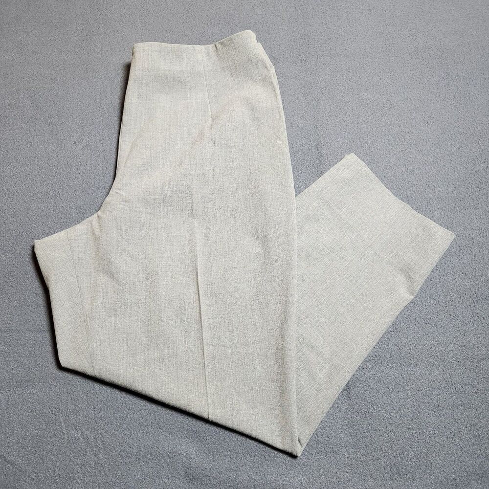 Talbots Dress Pants Women 14 Light Gray High Rise Slim Ankle Slit